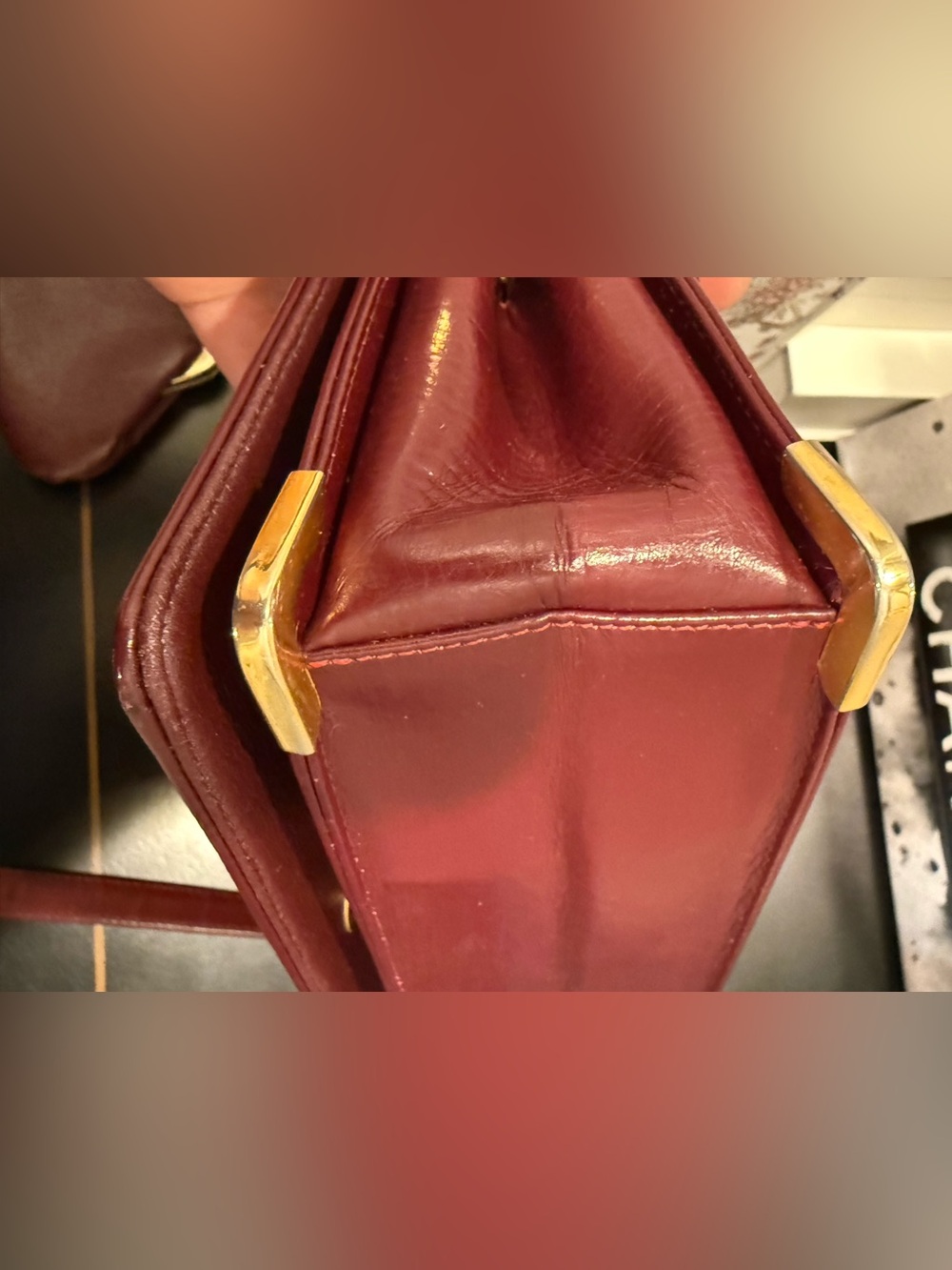 Christian Dior Vintage Burgundy Leather Shoulder Bag - Picture 9 of 13